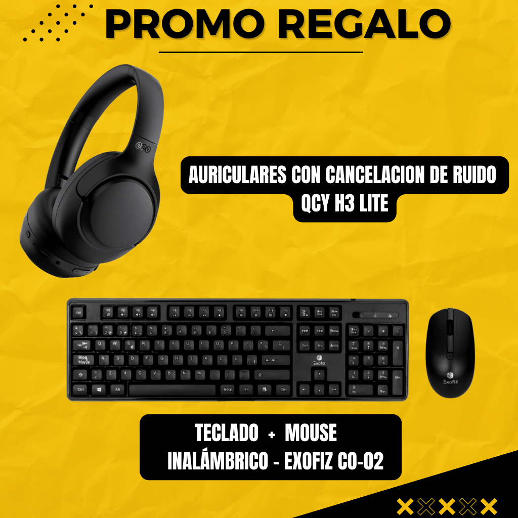 Auriculares + Teclado + Mouse INALÁMBRICOS