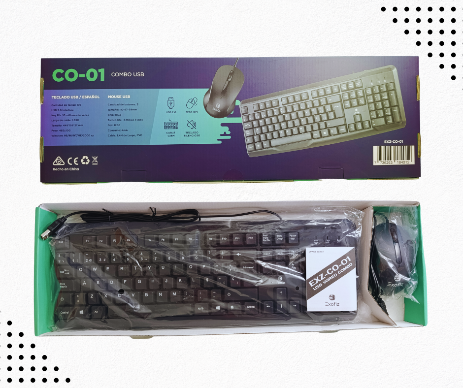 Combo Teclado y Mouse USB - Exofiz CO-01