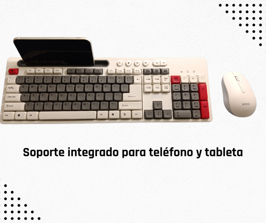 Combo Inalámbrico Mouse y Teclado con Soporte