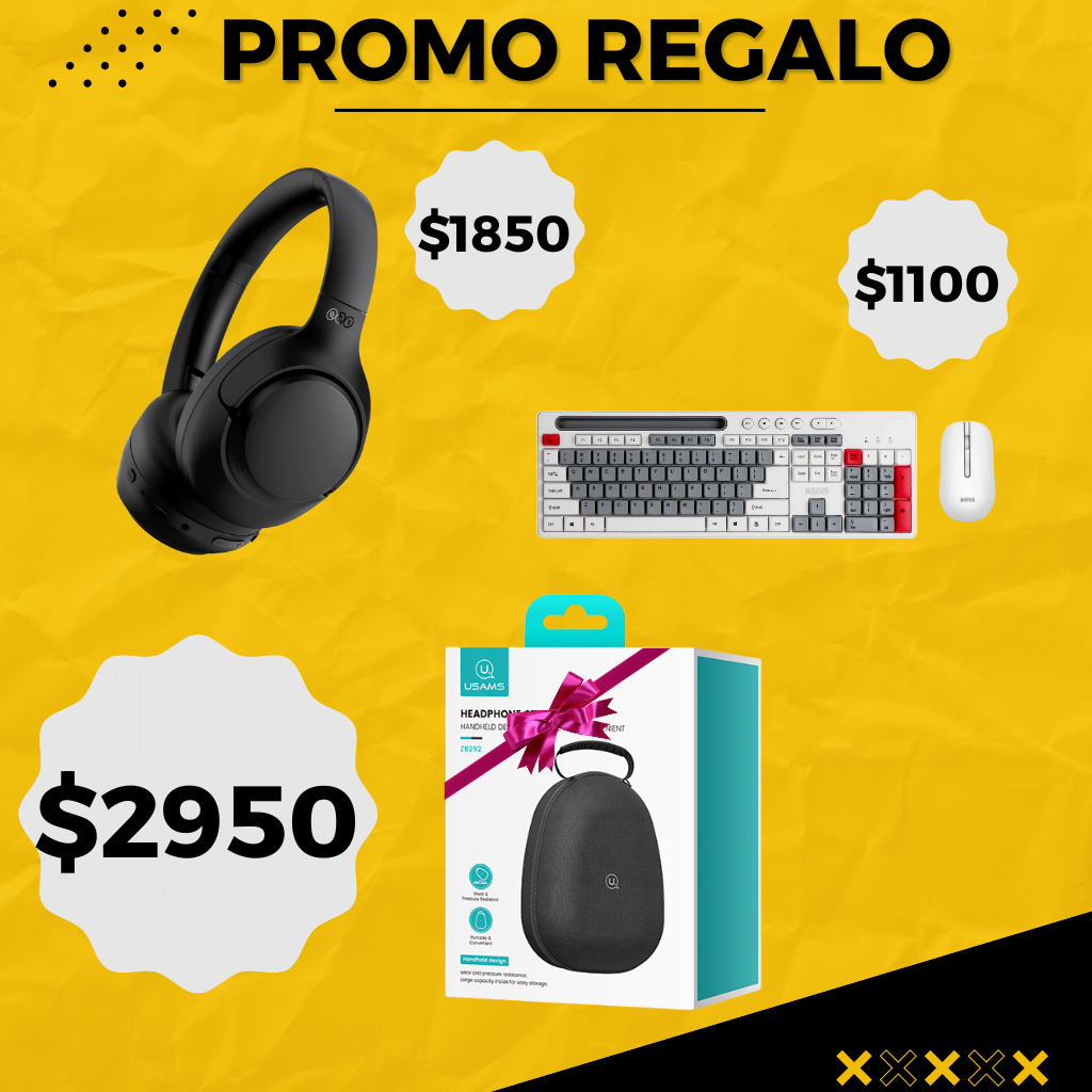Auriculares +  Teclado y Mouse INALÁMBRICOS MARVO